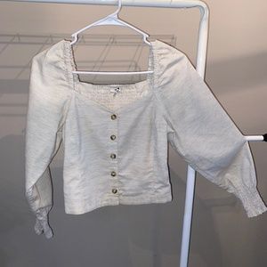 Madewell, Corduroy Sweetheart Smocked-Back Top